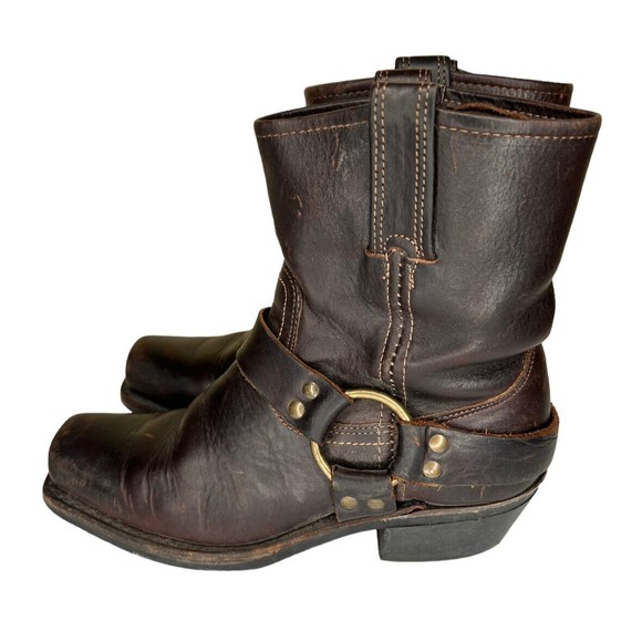Frye #77455 Harness Brown Leather Motorcycle Boot Women’s Size 7 - Picture 2 of 9